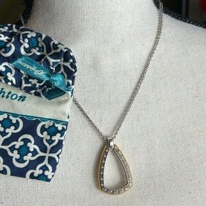 Brighton Jewelry Primavera Necklace Two-tone Silver Plated Crystals Cloth Bag